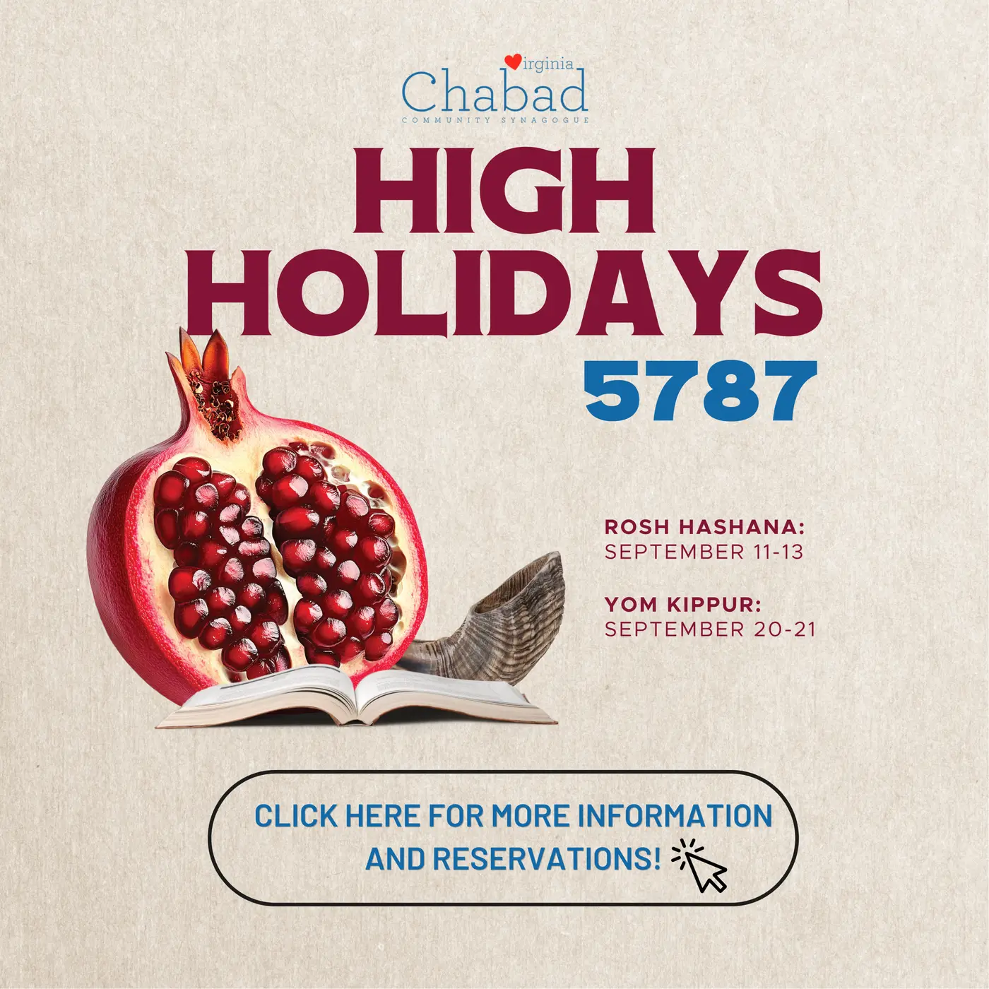 High holidays are coming up - make sure you reserve your seat!
