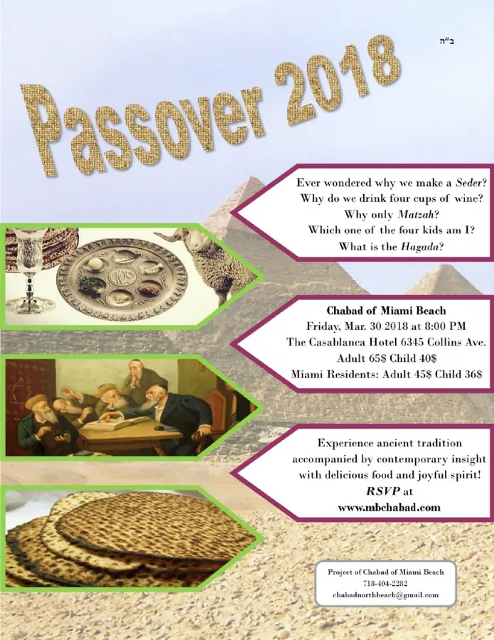 First Seder: Friday, March 30th at 8:00 PM