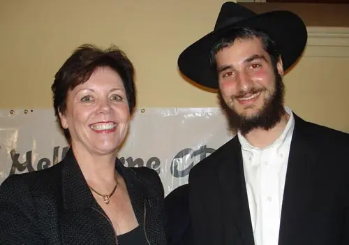 Mrs. Helen Shardey MP with Semicha student Sholom Ber Ceitlin