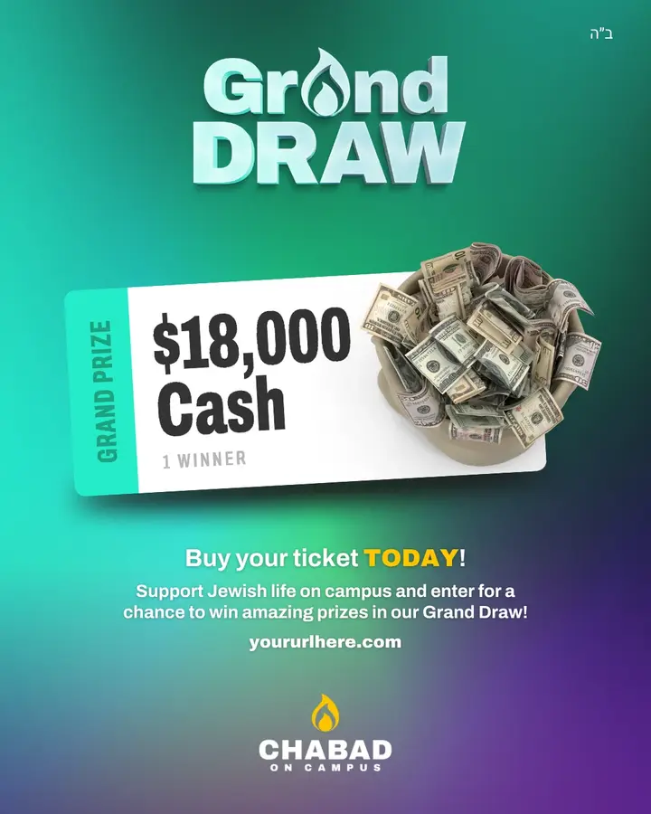 Grand Draw Raffle Win big and Support your favorite Chabad! Buy your ticket today