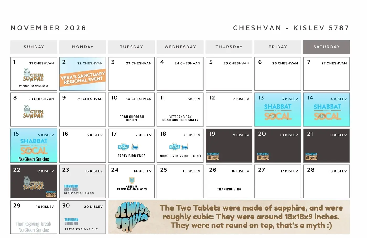 Cteen Calendar