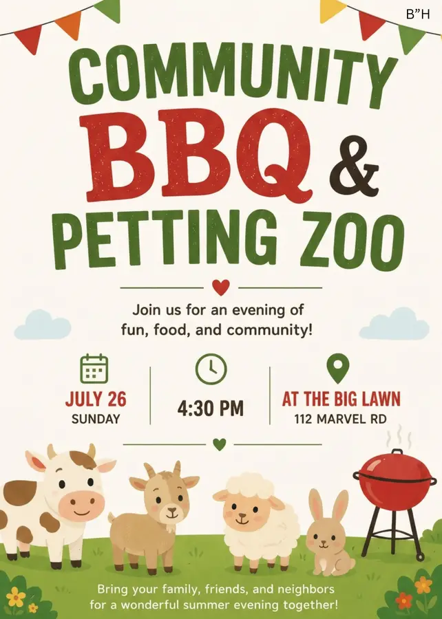 Community BBQ & Petting Zoo An Evening of Food, Fun & Community