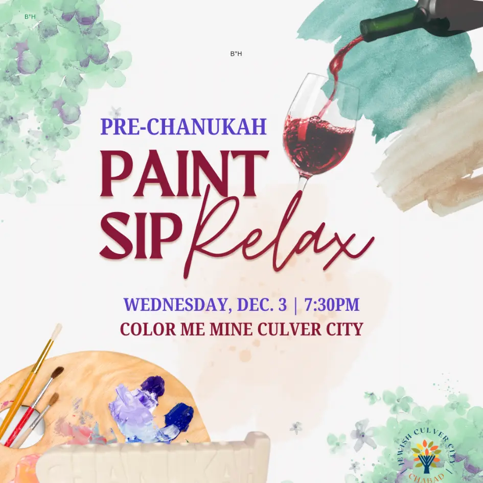 Join us for a Pre-Chanukah Paint & Sip for men and women at Color Me Mine Culver City!