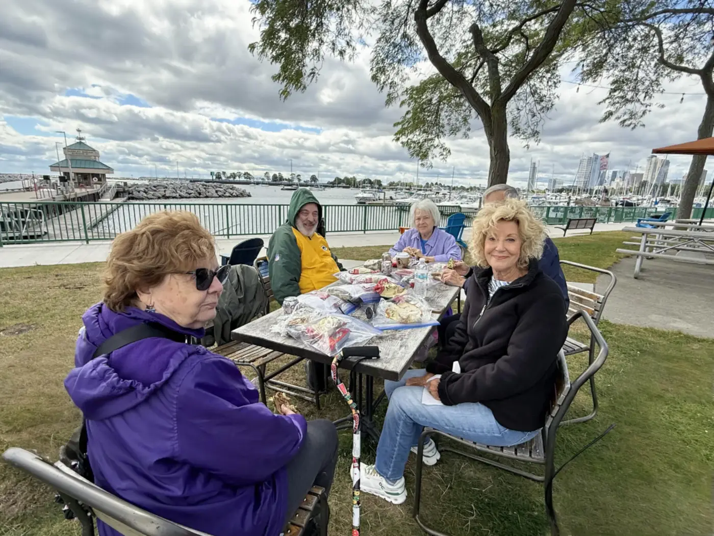 enjoying lunch at Lake Michigan