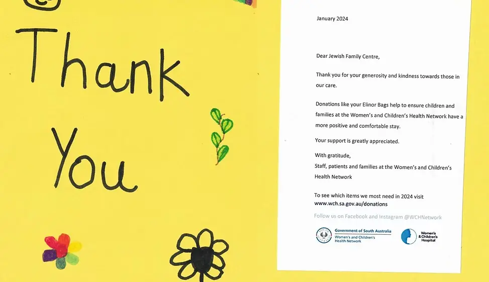 Thank you card from the Women's and Children's Health Network (Hospital)