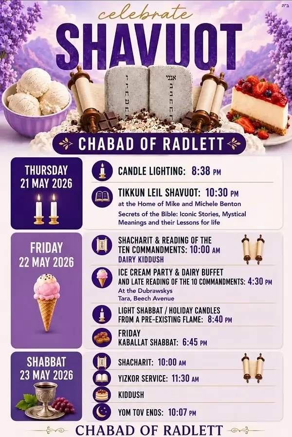 Shavuot 21-23 May 2026 Thursday 21 June Friday 22 June 4:30 PM RSVP