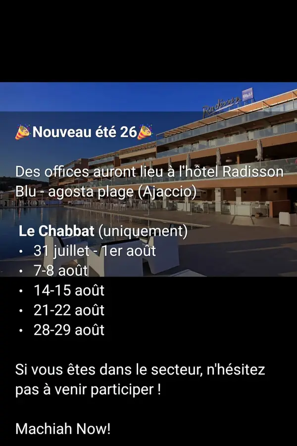 Nouveaux offices Eté 2026 au Radisson de Porticcio