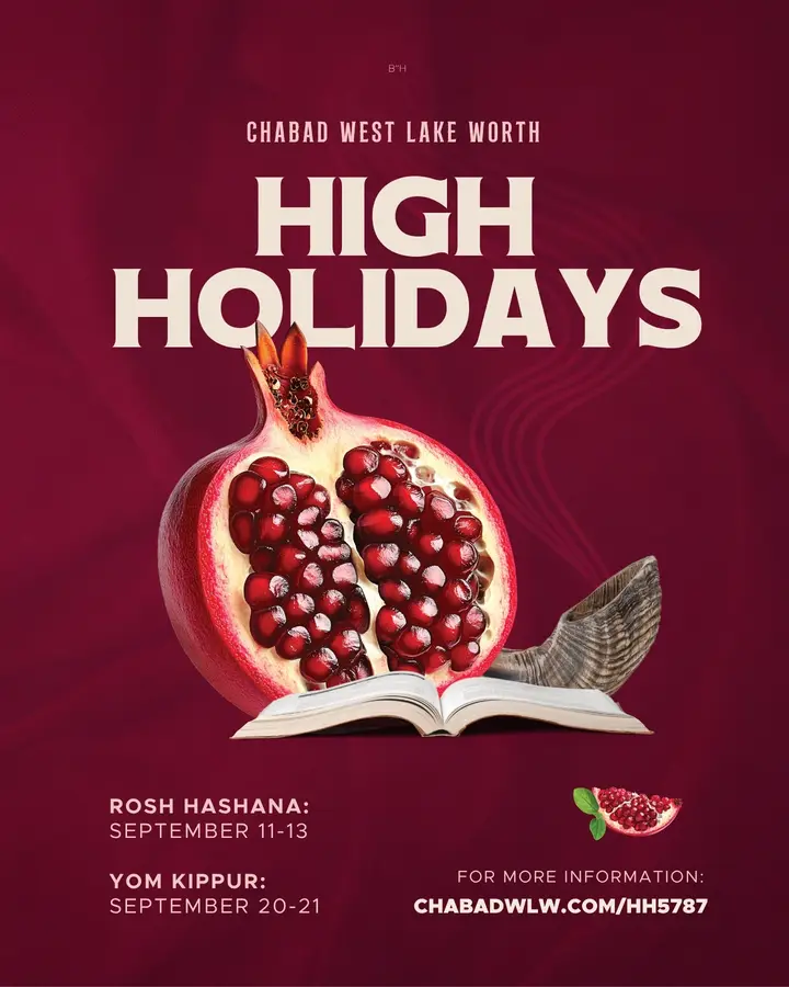 Chabad West Lake Worth High Holidays 5787 — Rosh Hashana Sept 11-13, Yom Kippur Sept 20-21