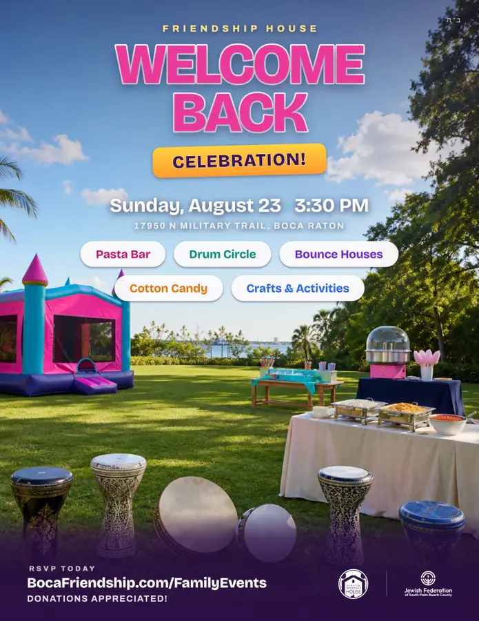 Welcome Back Celebration! 3:30 pm at 17950 N Military Trail