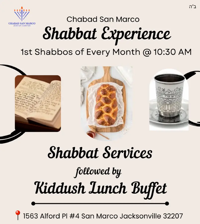 Join us every first Shabbos of the month at 10:30 AM for a warm Shabbat Experience at Chabad San Marco!