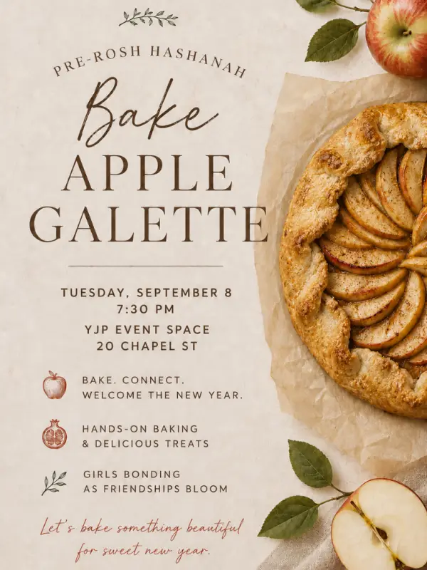 Tuesday, September 8 7:30 pm-9:30 pm The Apple Galette Social Bake YJP Event Space